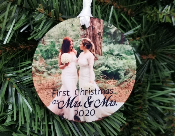 First Christmas as Mrs. and Mrs. Photo Ornament