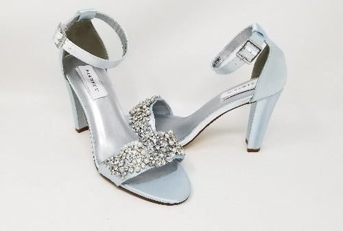 blue wedding shoes block heel