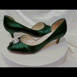 Hunter Green Kitten Heels with Square Crystal Design Green Bridesmaids Shoes