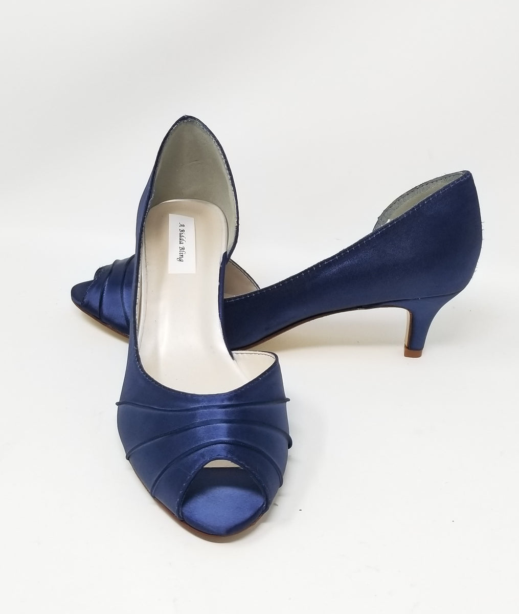 Navy Blue Wedding Shoes Navy Blue Kitten Heels – Custom Wedding Shoes