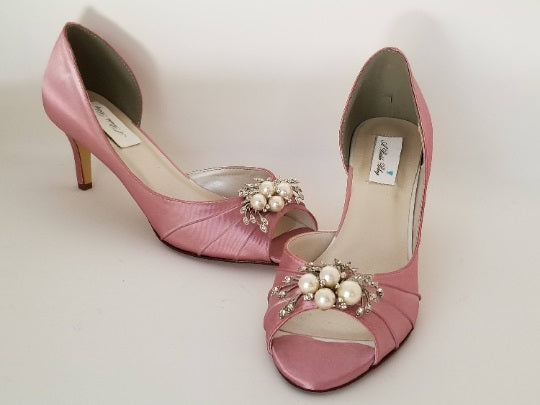 Bridal Shoes Pink Crystal Shoes Dusty Rose Bridal Shoes With Pearl