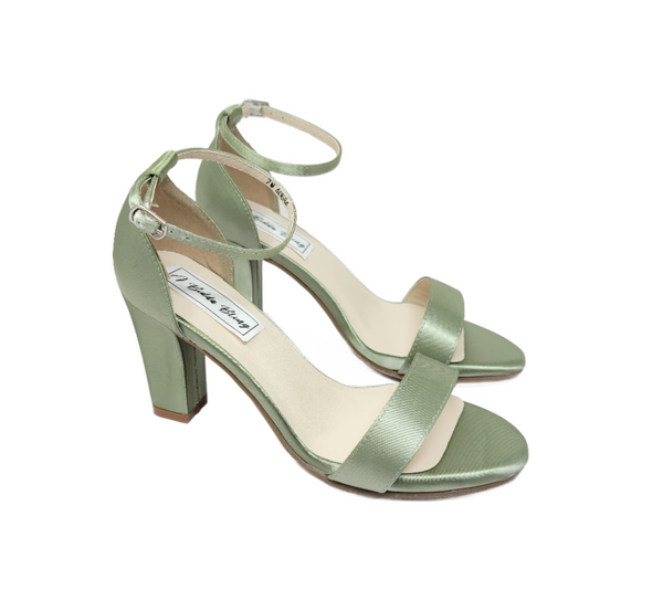 Sage Green Wedding Shoes with Block Heel Sage Green Bridesmaids Shoes Custom Wedding Shoes by A Bidda Bling