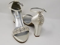 Ivory block heel wedding shoes with crystal design