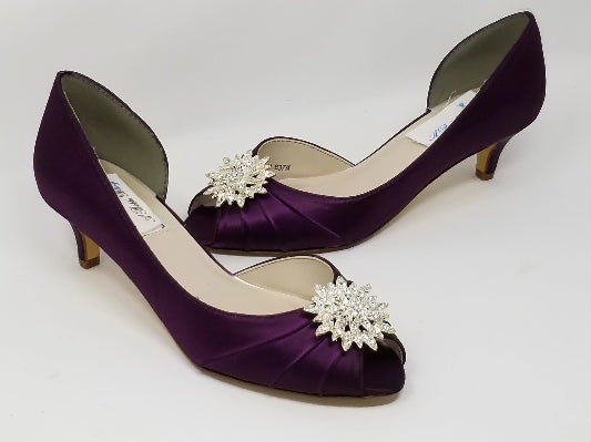 Eggplant Purple Wedding Shoes Crystal Burst Design
