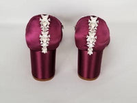 Burgundy Wedding Shoes with Pearl and Crystal Design