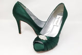green high heel bridal shoes
