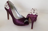 purple bridal shoes crystal back design