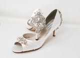 White Bridal Shoes Crystals Front and Back - Crystal White Wedding Shoes