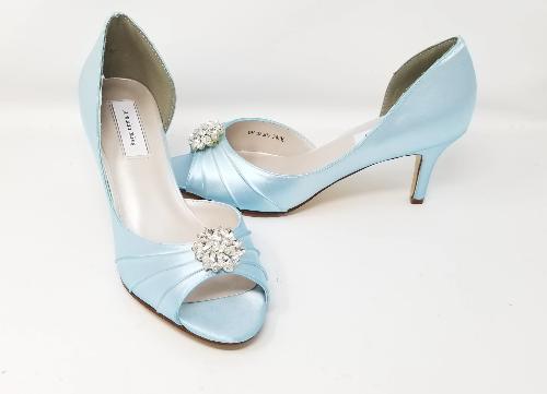 Capri Blue Bridal Shoes with Crystal Swirl Design