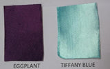 two shades of purple and teal on a white background