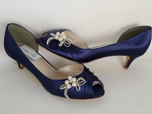 Kitten Heels Blue Wedding Shoes Custom Wedding Shoes by A Bidda Bling
