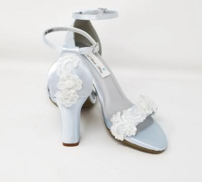 Baby Blue Wedding Shoes with Imported Lace