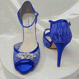 Royal Blue Bridal Shoes with Crystal Applique