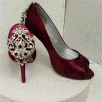 Burgundy Bridal Shoes Crystal Back Design