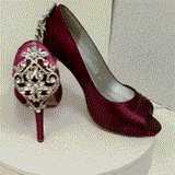 Burgundy Bridal Shoes Crystal Back Design