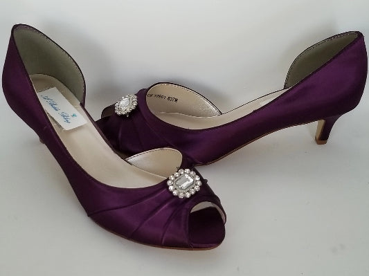 Eggplant Purple Bridal Shoes Eggplant Purple Kitten Heels Custom Wedding Shoes by A Bidda Bling