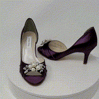Eggplant Purple Wedding Shoes Pearl and Crystal Cascade Design