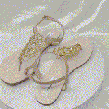 Bridal Sandals with Sparkling Crystal Gold Design