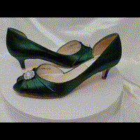 Hunter Green Kitten Heels with Square Crystal Design Green Bridesmaids Shoes