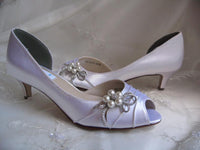 White Wedding Shoes Pearl and Crystal Bow Design