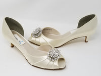 Ivory Wedding Shoes Crystal  Oval Center Design