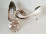 Ivory Wedding Shoes with Rose Gold Crystal Applique