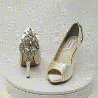 Ivory Wedding Shoes with Crystal Heel Design