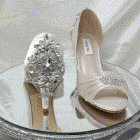 Ivory Bridal Shoes with Sparkling Crystal Back Design