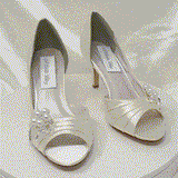 Ivory Bridal Shoes Crystal and Pearl Bow Design
