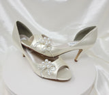 ivory wedding shoes with pearl and crystal bow design
