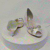 Ivory Wedding Shoes with Crystal Vine Design Ivory Kitten Heels