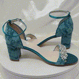 Oasis Green Wedding Shoes with Block Heel Crystal Applique Design