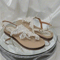 Ivory Bridal Sandals with Imported Lace