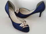 Navy Blue Wedding Shoes with Rose Gold Design