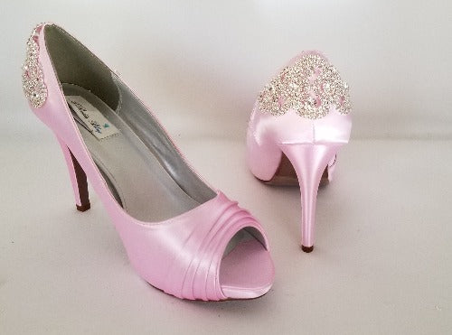 Pink fashion satin wedding shoes