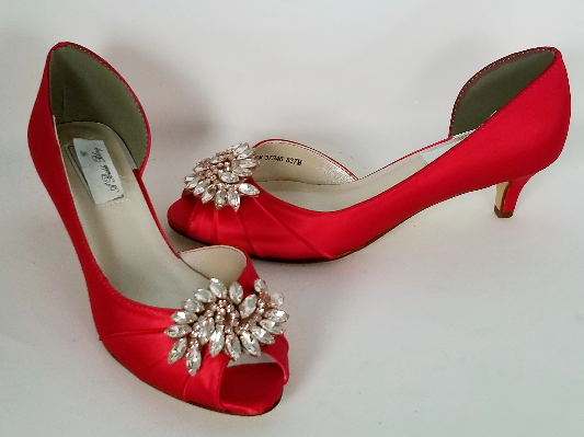 Red Wedding Shoes with Dazzling Crystals 11 Medium Width / Yes + / White