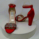 Red Wedding Shoes with Crystal and Pearl Front