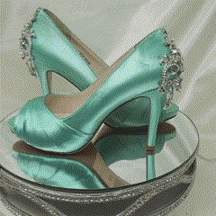 Aqua Blue Wedding Shoes with Crystal Heel Design Aqua Blue Wedding Shoes with Crystal Heel Design