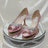 Dusty Rose Wedding Shoes with Crystal Vine Design Kitten Heels