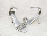 white bridal shoes with crystals