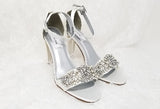 white wedding shoes with crystals